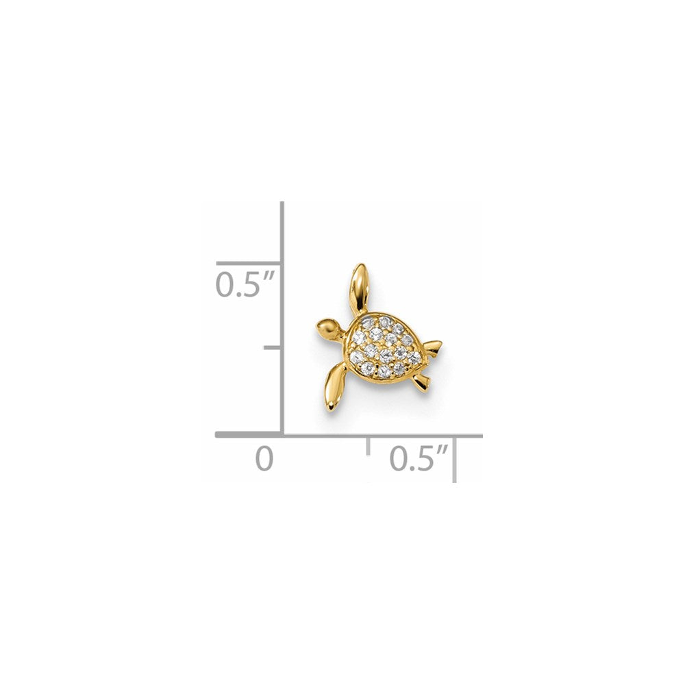 Million Charms 14K Yellow Gold Themed Childrens (Cubic Zirconia) CZ Sea Turtle Chain Slide