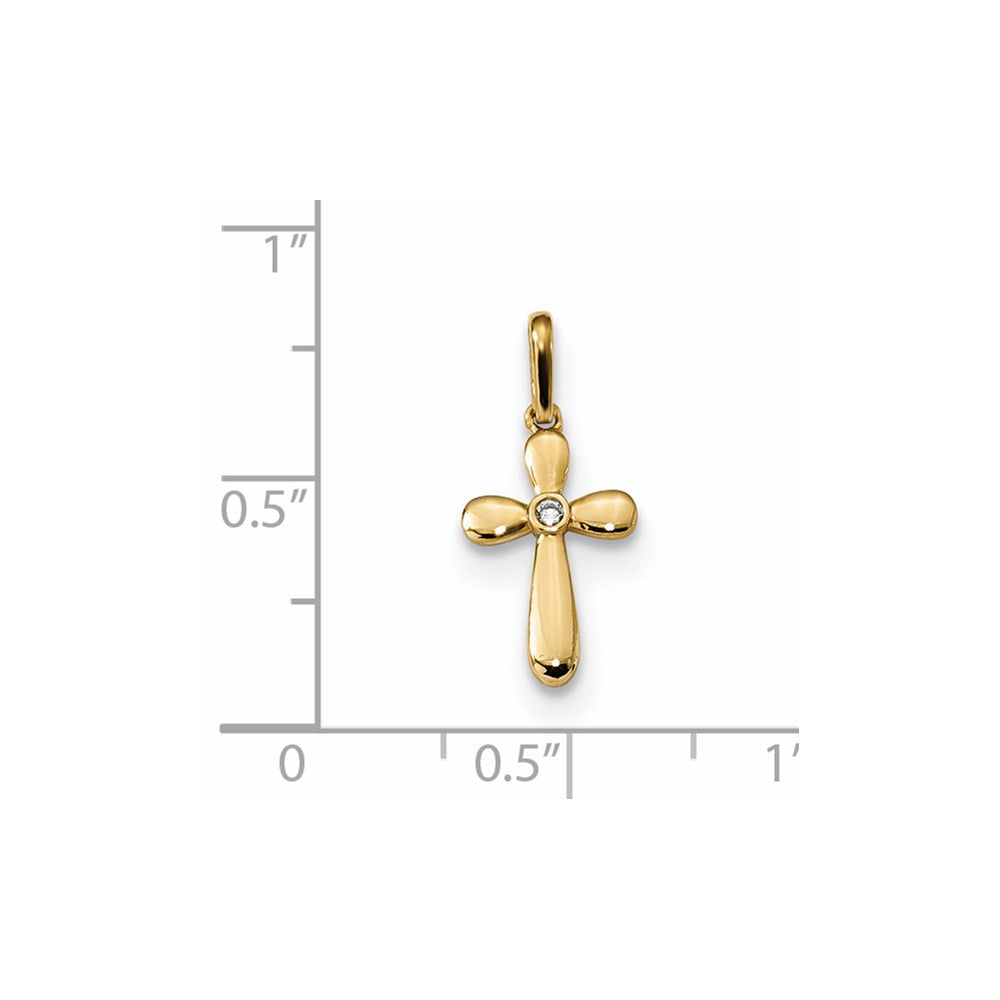 Million Charms 14K Yellow Gold Themed Childrens (Cubic Zirconia) CZ Relgious Cross Pendant