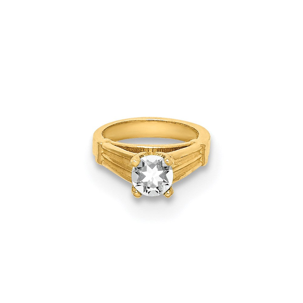 Million Charms 14K Yellow Gold Themed Ring With White (Cubic Zirconia) CZ Charm