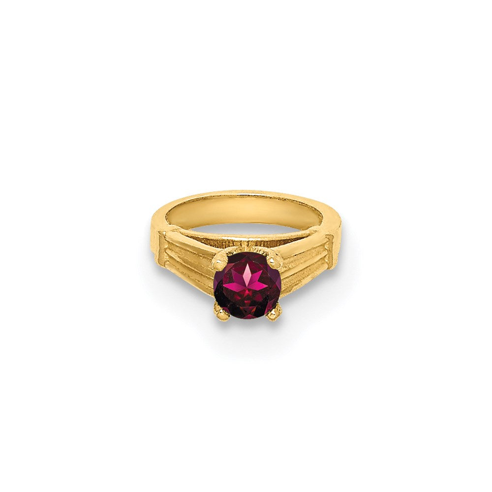 Million Charms 14K Yellow Gold Themed Ring With Dark Pink (Cubic Zirconia) CZ Charm