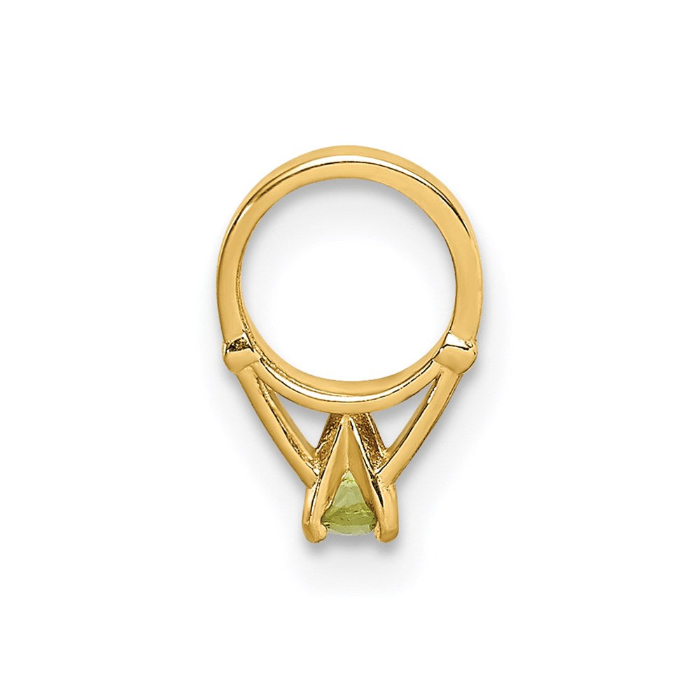 Million Charm Slides 14K Yellow Gold Themed Ring With Light Green Glass Stone Charm Slide