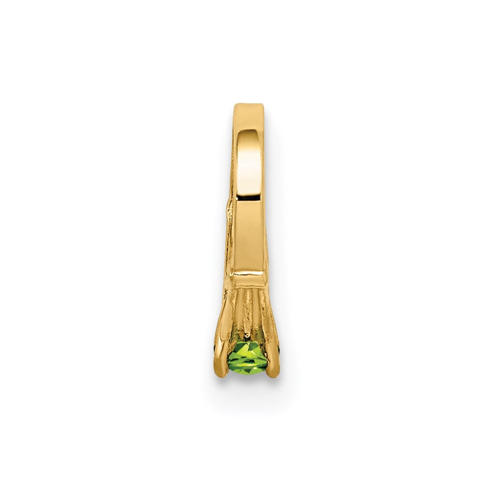 Million Charm Slides 14K Yellow Gold Themed Ring With Light Green Glass Stone Charm Slide
