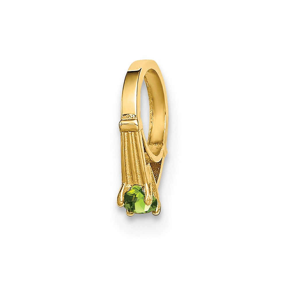 Million Charm Slides 14K Yellow Gold Themed Ring With Light Green Glass Stone Charm Slide