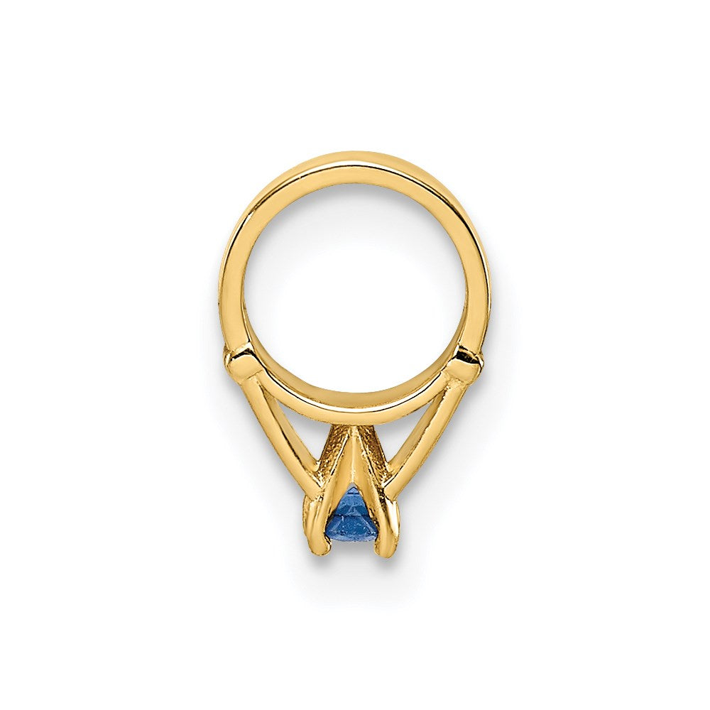 Million Charm Slides 14K Yellow Gold Themed Ring With Dark Blue Glass Stone Charm Slide
