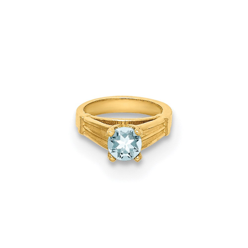 Million Charms 14K Yellow Gold Themed Ring With Light Blue (Cubic Zirconia) CZ Charm