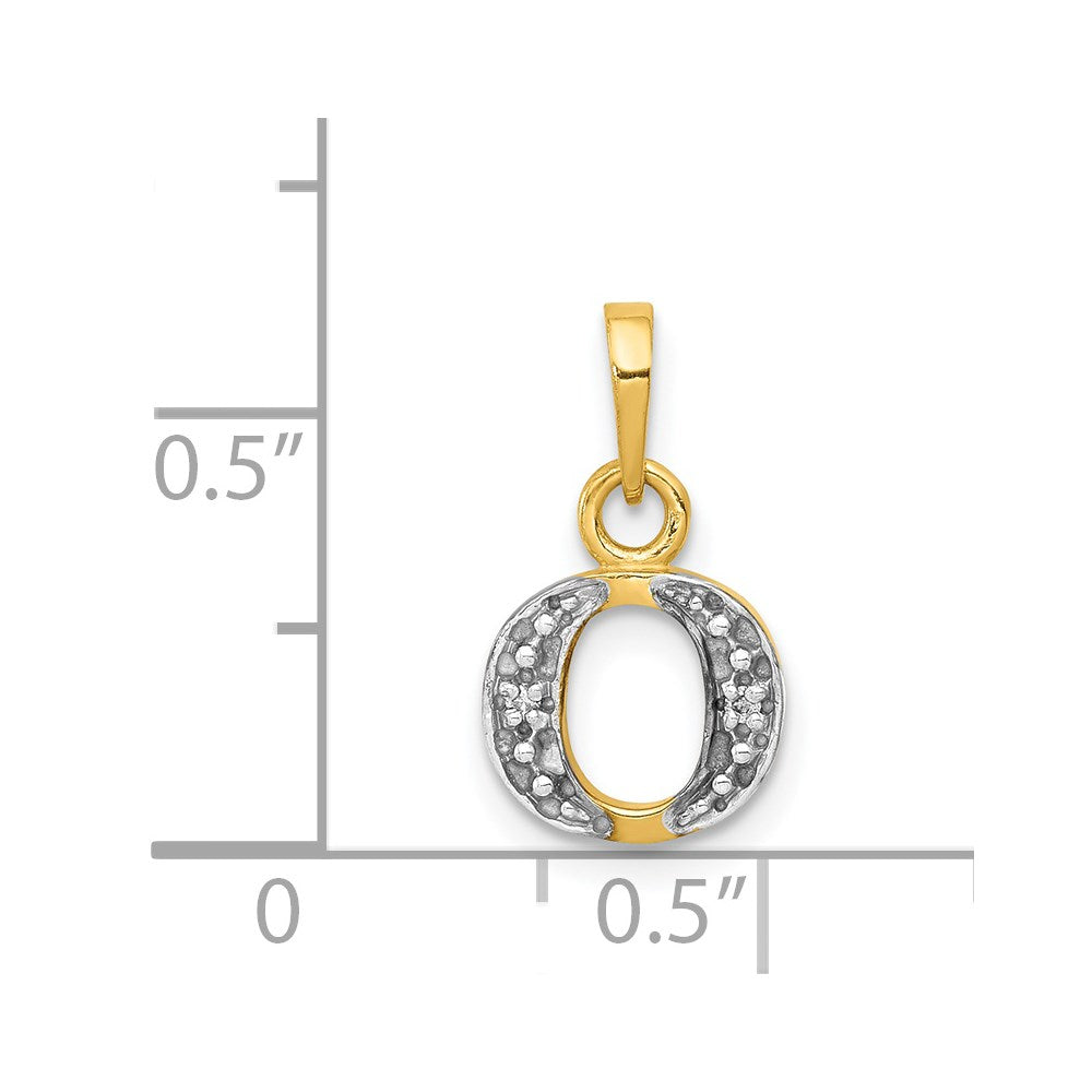 Million Charms 14K Yellow Gold Themed, Rhodium-plated Polished .01Ct Diamond Alphabet Letter Initial O Charm