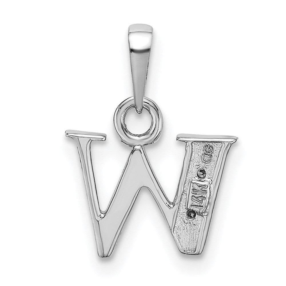 Million Charms 14K White Gold Themed Polished .01Ct Diamond Alphabet Letter Initial W Charm