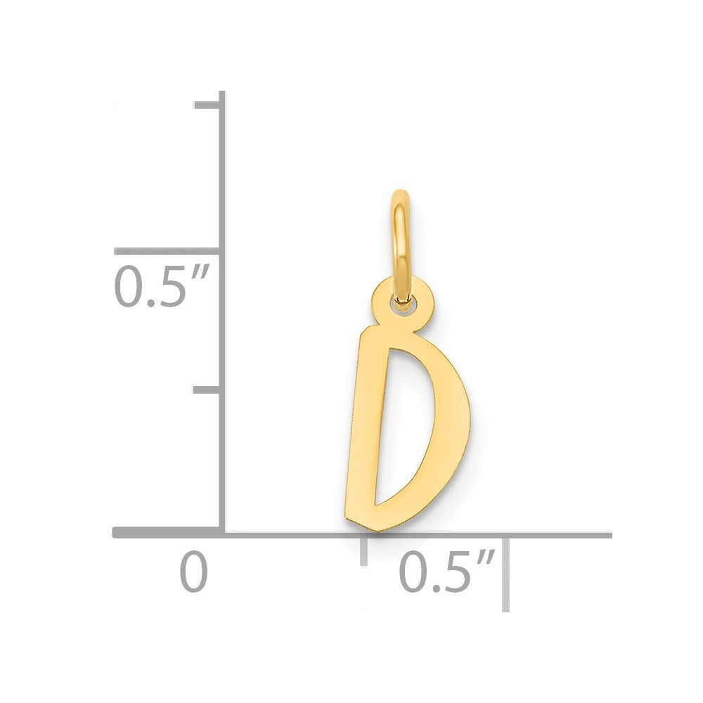 Million Charms 14K Yellow Gold Themed Small Slanted Block Alphabet Letter Initial D Charm