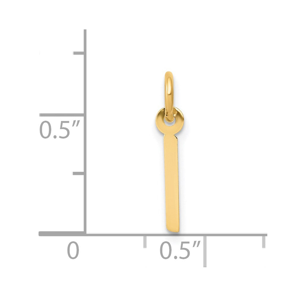 Million Charms 14K Yellow Gold Themed Small Slanted Block Alphabet Letter Initial I Charm
