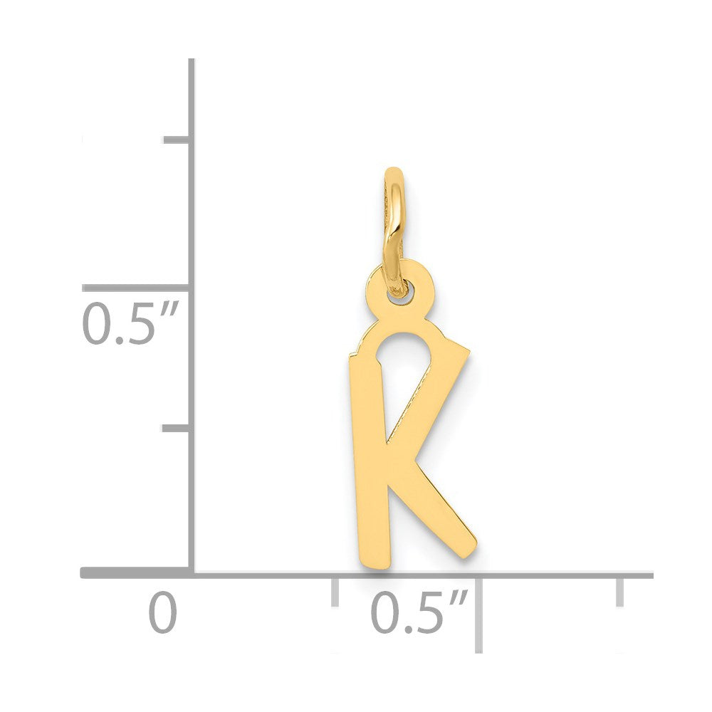 Million Charms 14K Yellow Gold Themed Small Slanted Block Alphabet Letter Initial K Charm