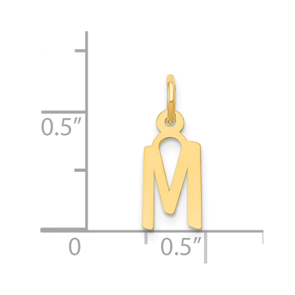 Million Charms 14K Yellow Gold Themed Small Slanted Block Alphabet Letter Initial M Charm