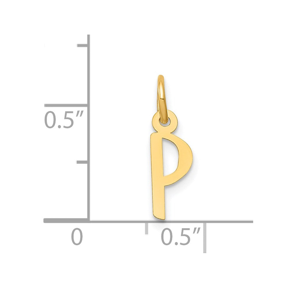 Million Charms 14K Yellow Gold Themed Small Slanted Block Alphabet Letter Initial P Charm