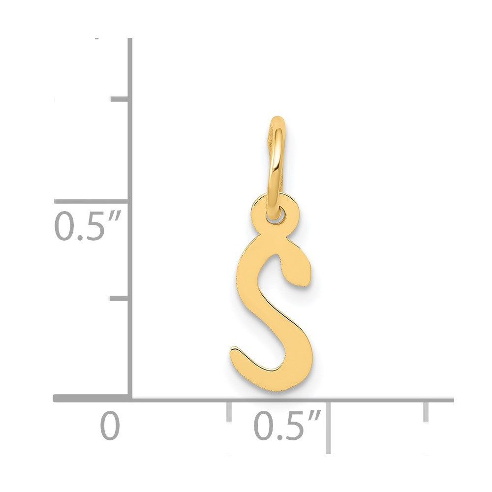 Million Charms 14K Yellow Gold Themed Small Slanted Block Alphabet Letter Initial S Charm