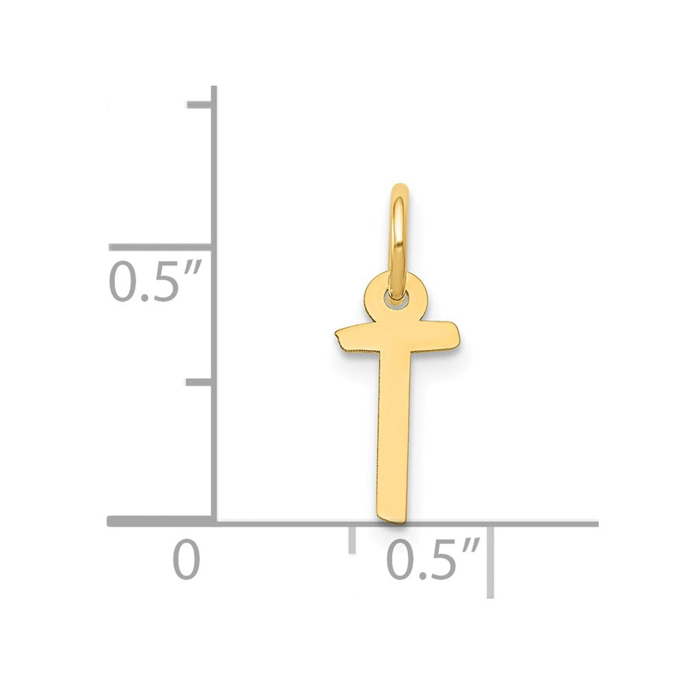 Million Charms 14K Yellow Gold Themed Small Slanted Block Alphabet Letter Initial T Charm