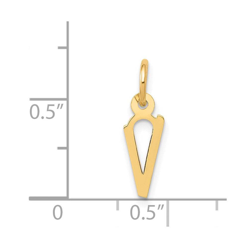 Million Charms 14K Yellow Gold Themed Small Slanted Block Alphabet Letter Initial V Charm