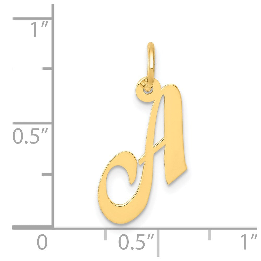 Million Charms 14K Yellow Gold Themed Small Fancy Script Alphabet Letter Initial A Charm