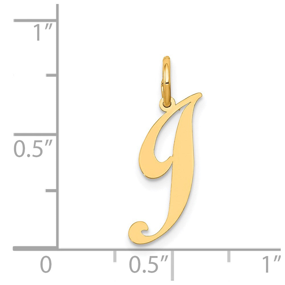 Million Charms 14K Yellow Gold Themed Small Fancy Script Alphabet Letter Initial J Charm