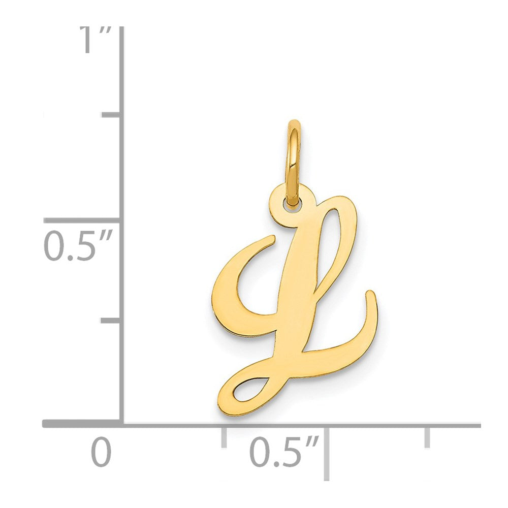 Million Charms 14K Yellow Gold Themed Small Fancy Script Alphabet Letter Initial L Charm