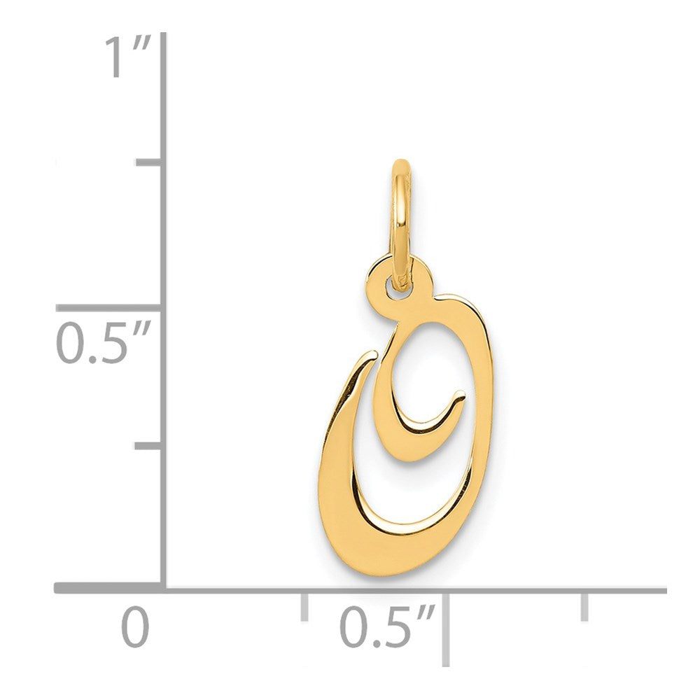 Million Charms 14K Yellow Gold Themed Small Fancy Script Alphabet Letter Initial O Charm