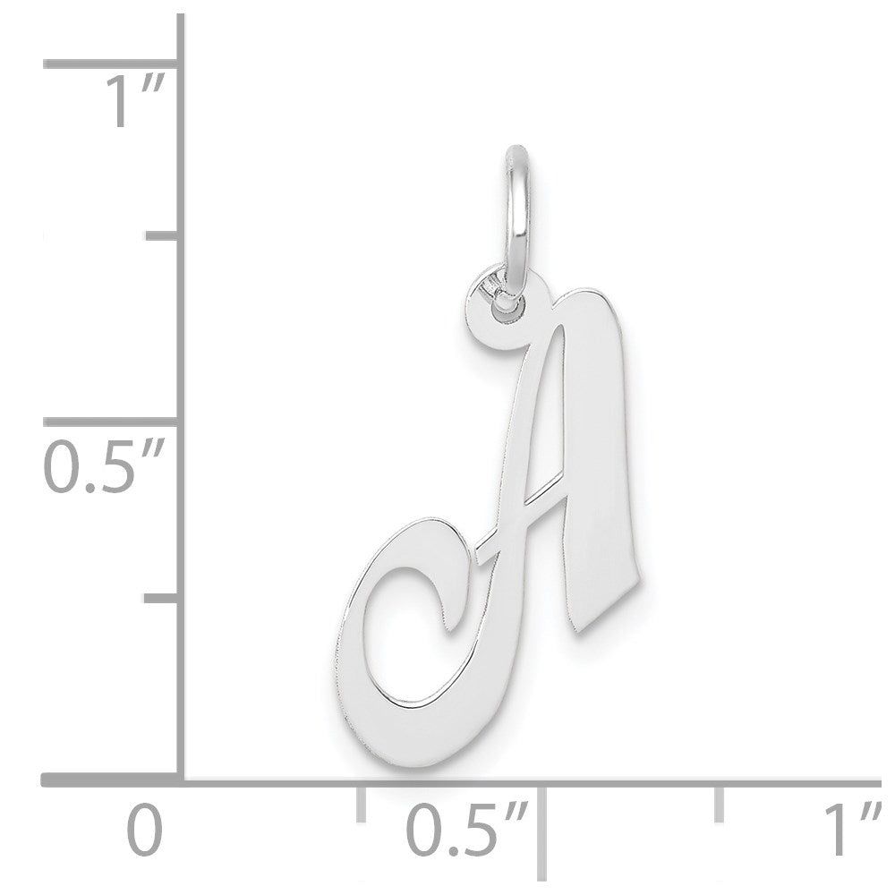 Million Charms 14K White Gold Themed Small Fancy Script Alphabet Letter Initial A Charm