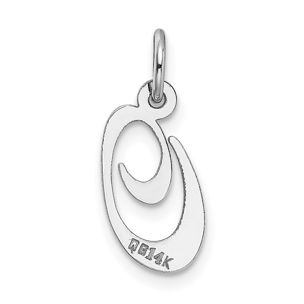 Million Charms 14K White Gold Themed Small Fancy Script Alphabet Letter Initial O Charm