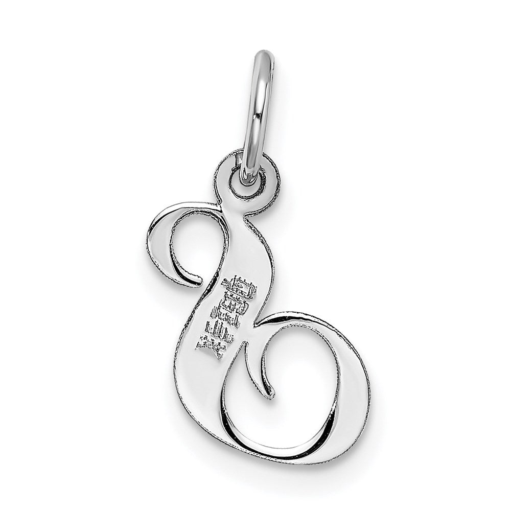 Million Charms 14K White Gold Themed Small Fancy Script Alphabet Letter Initial S Charm