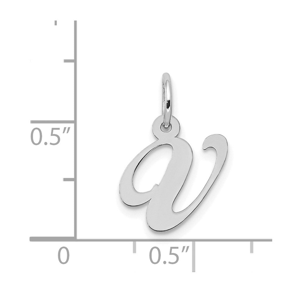 Million Charms 14K White Gold Themed Small Fancy Script Alphabet Letter Initial V Charm