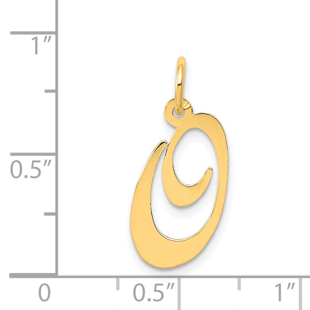 Million Charms 14K Yellow Gold Themed Medium Fancy Script Alphabet Letter Initial O Charm