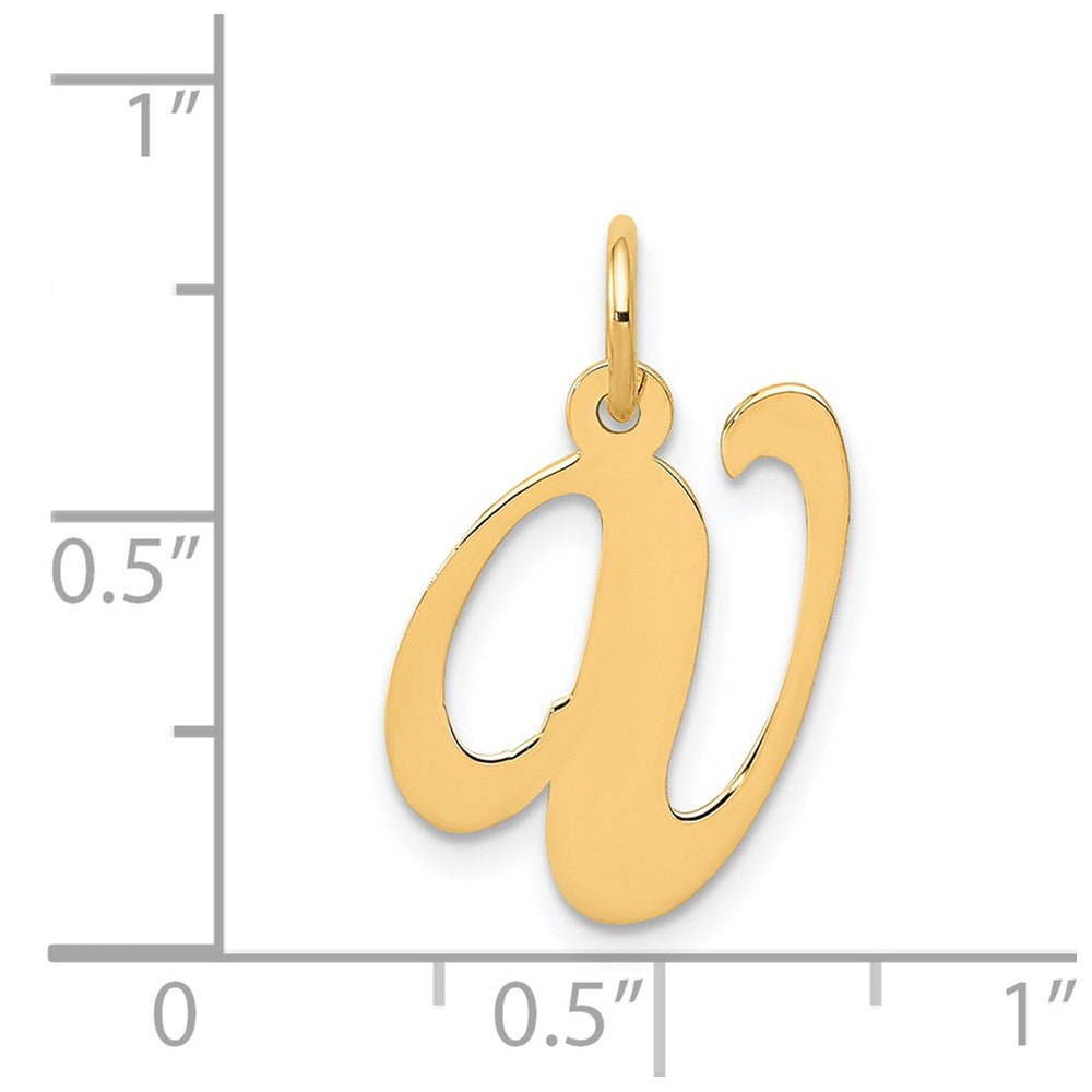 Million Charms 14K Yellow Gold Themed Medium Fancy Script Alphabet Letter Initial V Charm