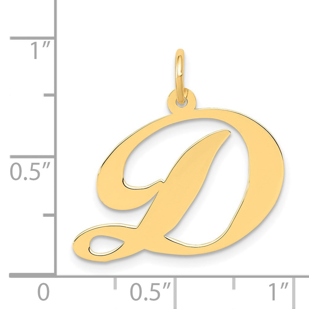 Million Charms 14K Yellow Gold Themed Large Fancy Script Alphabet Letter Initial D Charm