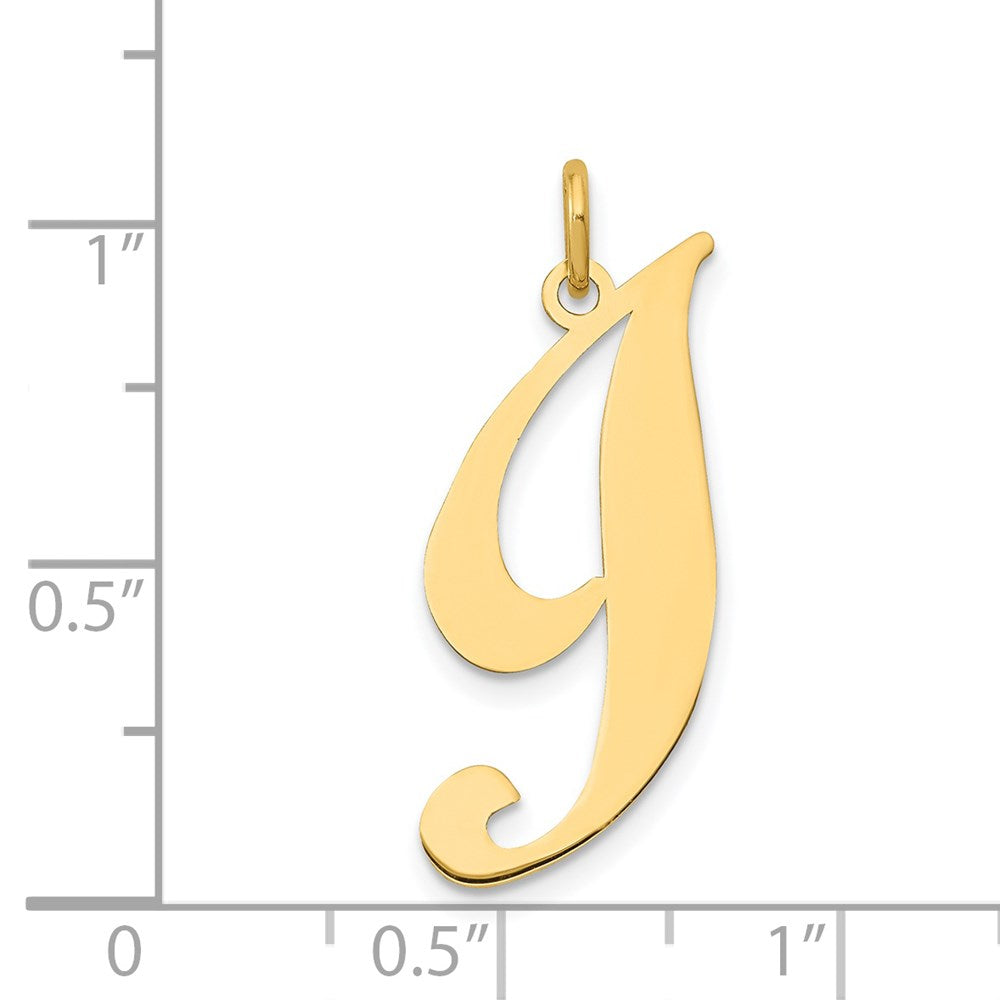 Million Charms 14K Yellow Gold Themed Large Fancy Script Alphabet Letter Initial I Charm