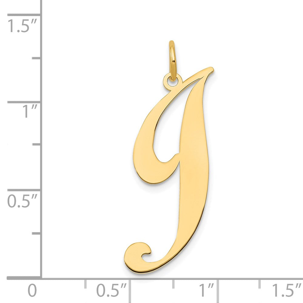 Million Charms 14K Yellow Gold Themed Large Fancy Script Alphabet Letter Initial J Charm