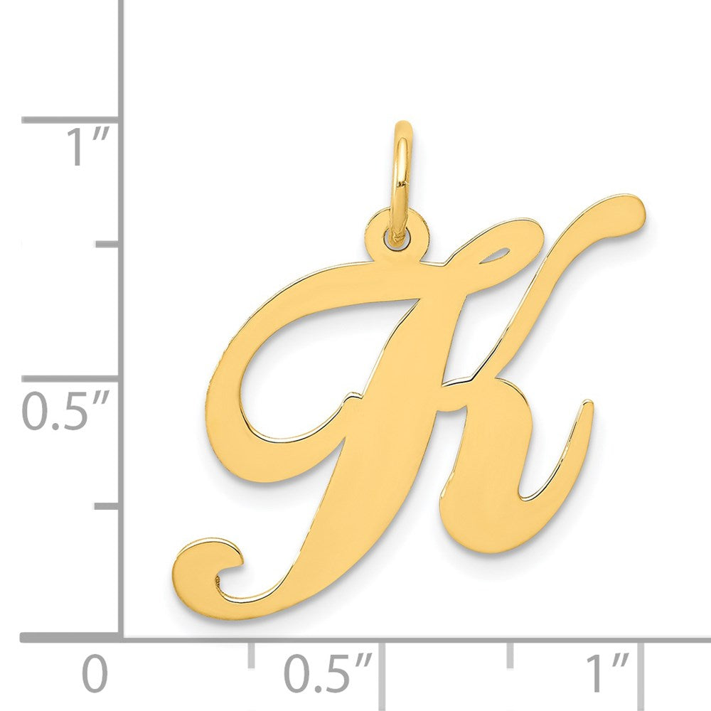 Million Charms 14K Yellow Gold Themed Large Fancy Script Alphabet Letter Initial K Charm