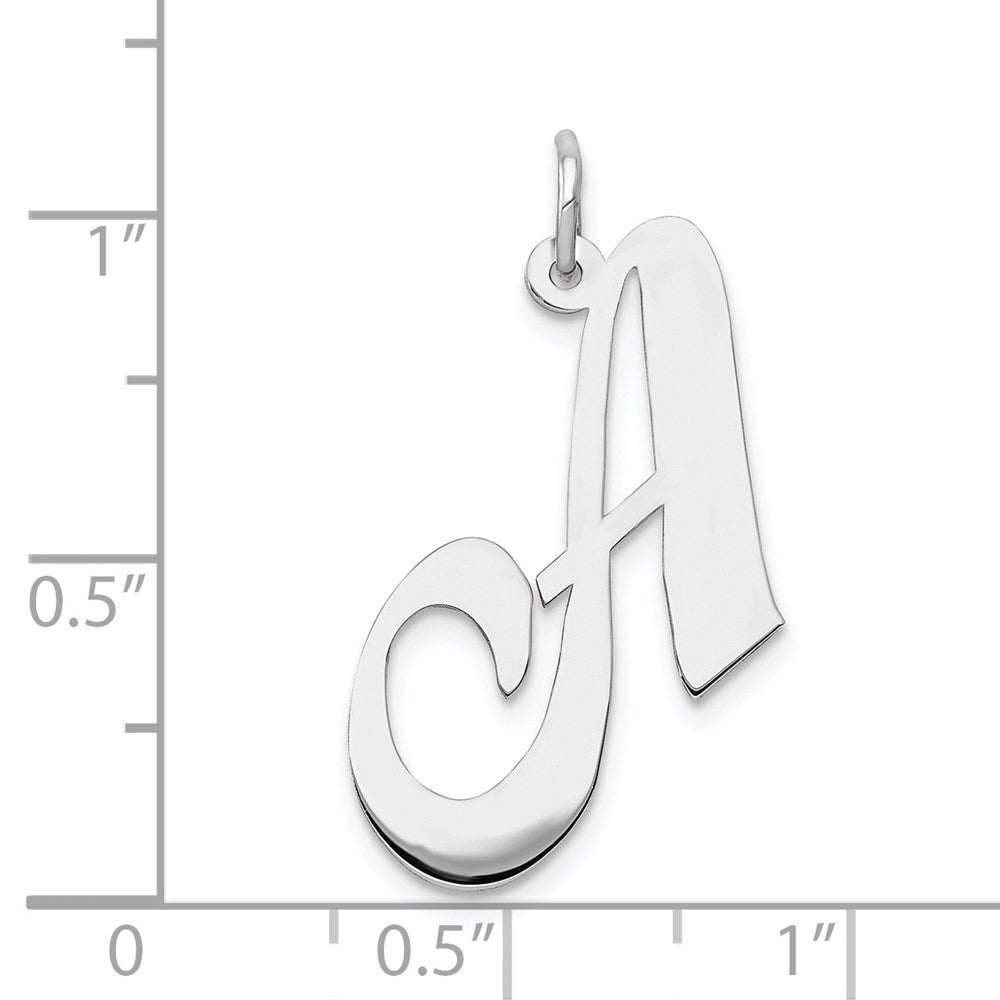 Million Charms 14K White Gold Themed Large Fancy Script Alphabet Letter Initial A Charm