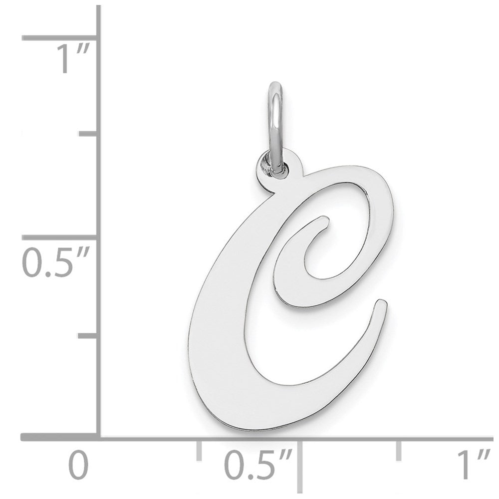 Million Charms 14K White Gold Themed Large Fancy Script Alphabet Letter Initial C Charm