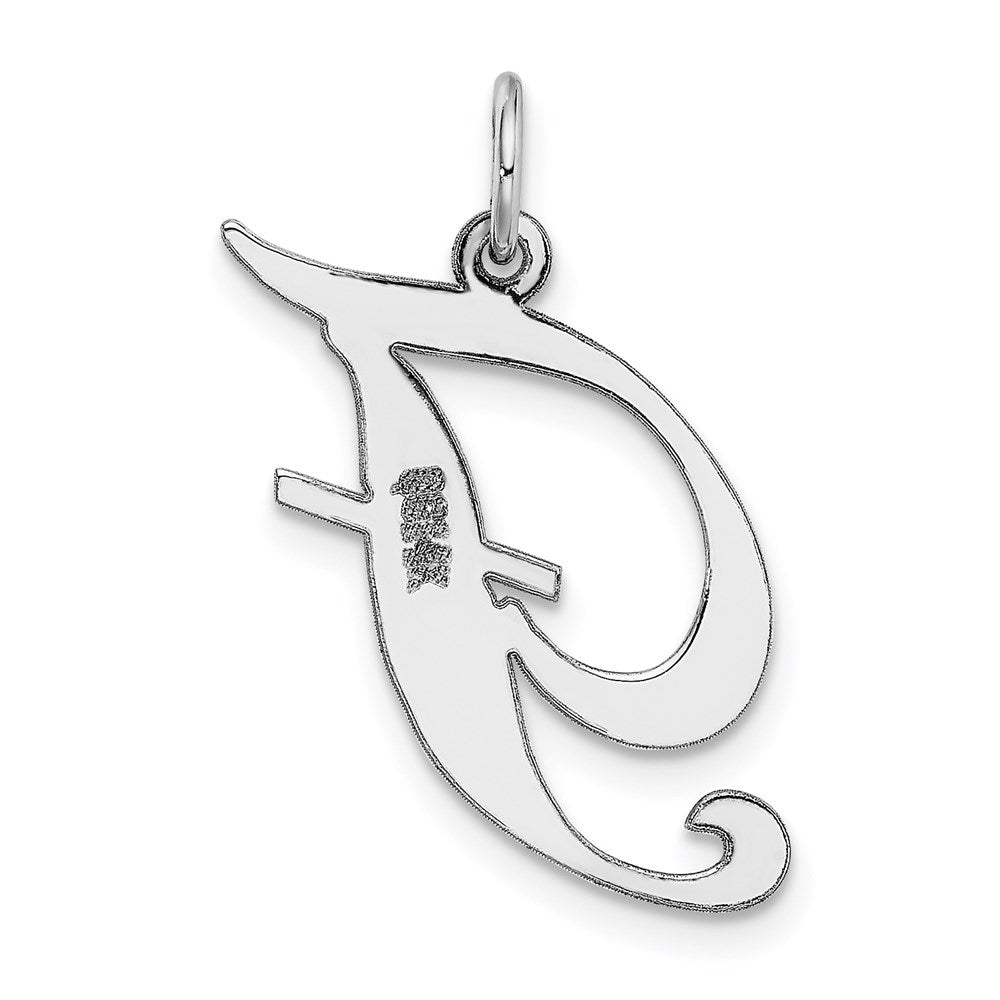 Million Charms 14K White Gold Themed Large Fancy Script Alphabet Letter Initial F Charm
