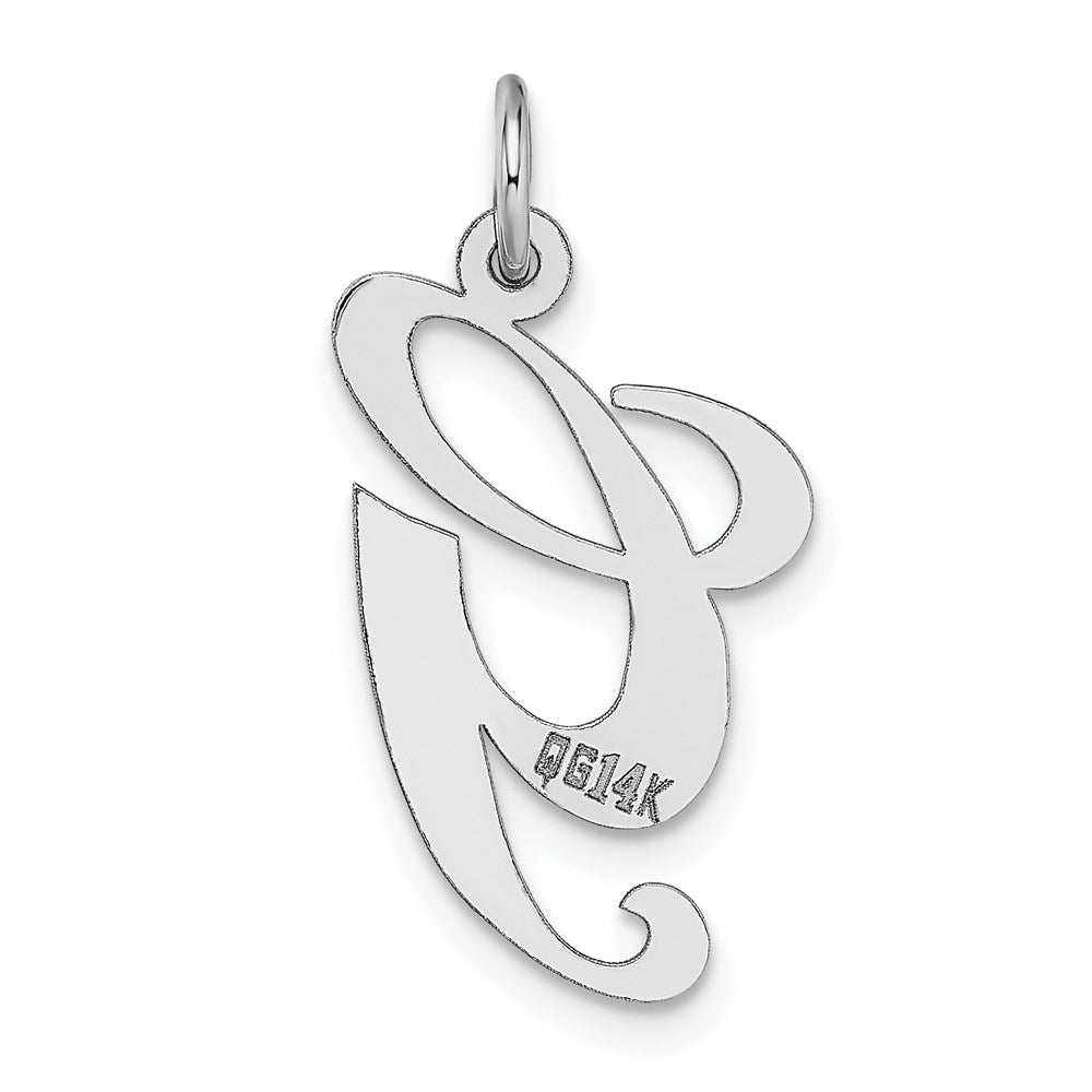 Million Charms 14K White Gold Themed Large Fancy Script Alphabet Letter Initial G Charm