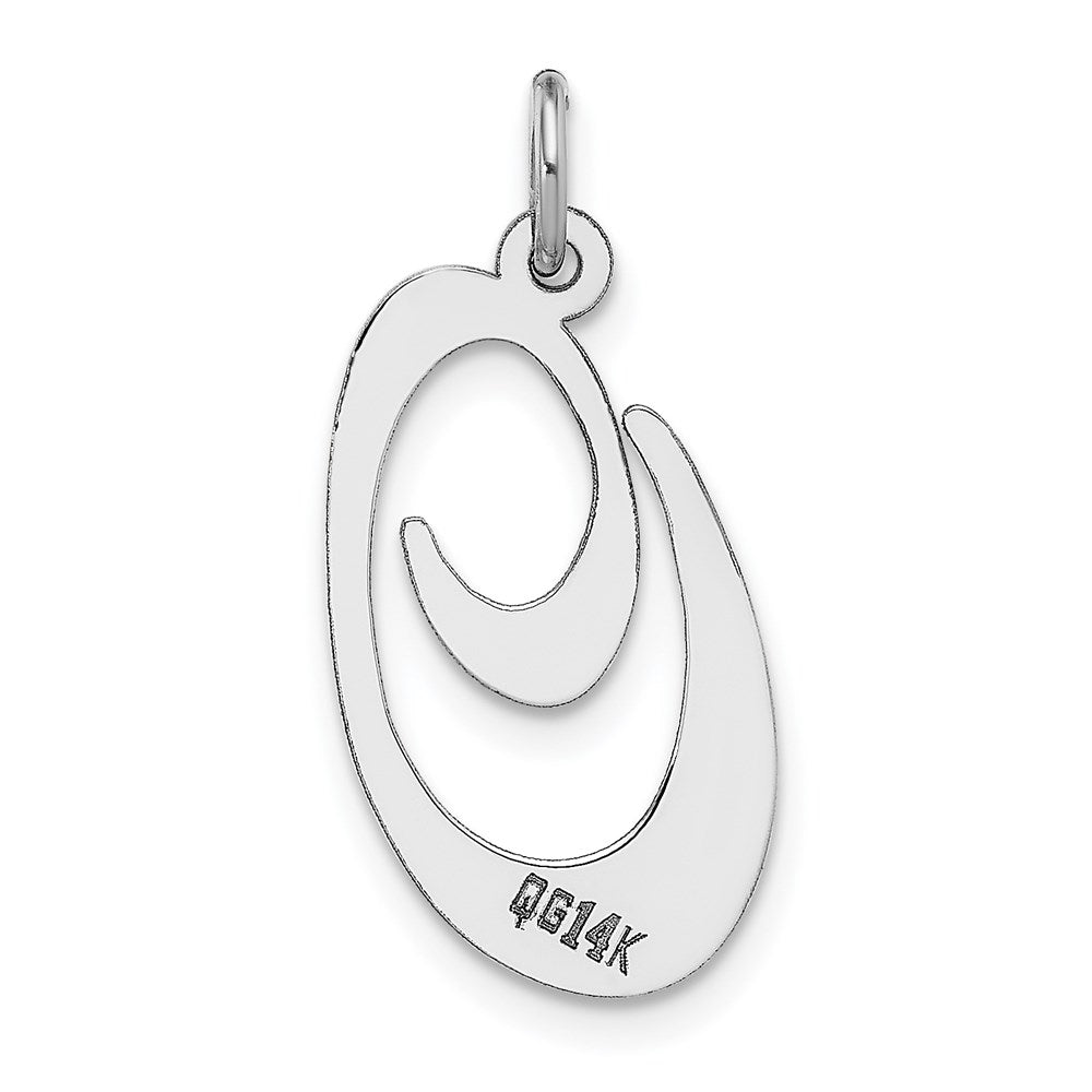 Million Charms 14K White Gold Themed Large Fancy Script Alphabet Letter Initial O Charm
