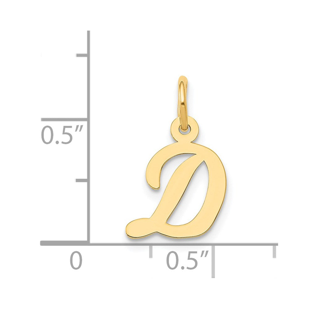 Million Charms 14K Yellow Gold Themed Small Script Alphabet Letter Initial D Charm