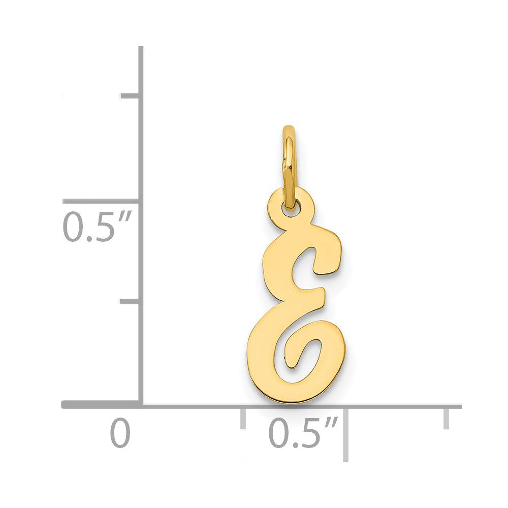 Million Charms 14K Yellow Gold Themed Small Script Alphabet Letter Initial E Charm