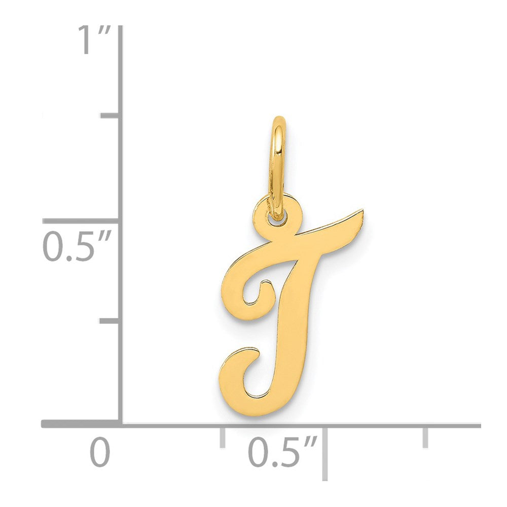 Million Charms 14K Yellow Gold Themed Small Script Alphabet Letter Initial T Charm