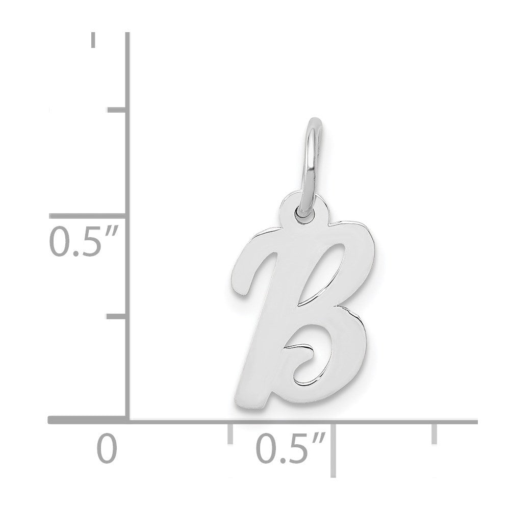 Million Charms 14K White Gold Themed Small Script Alphabet Letter Initial B Charm