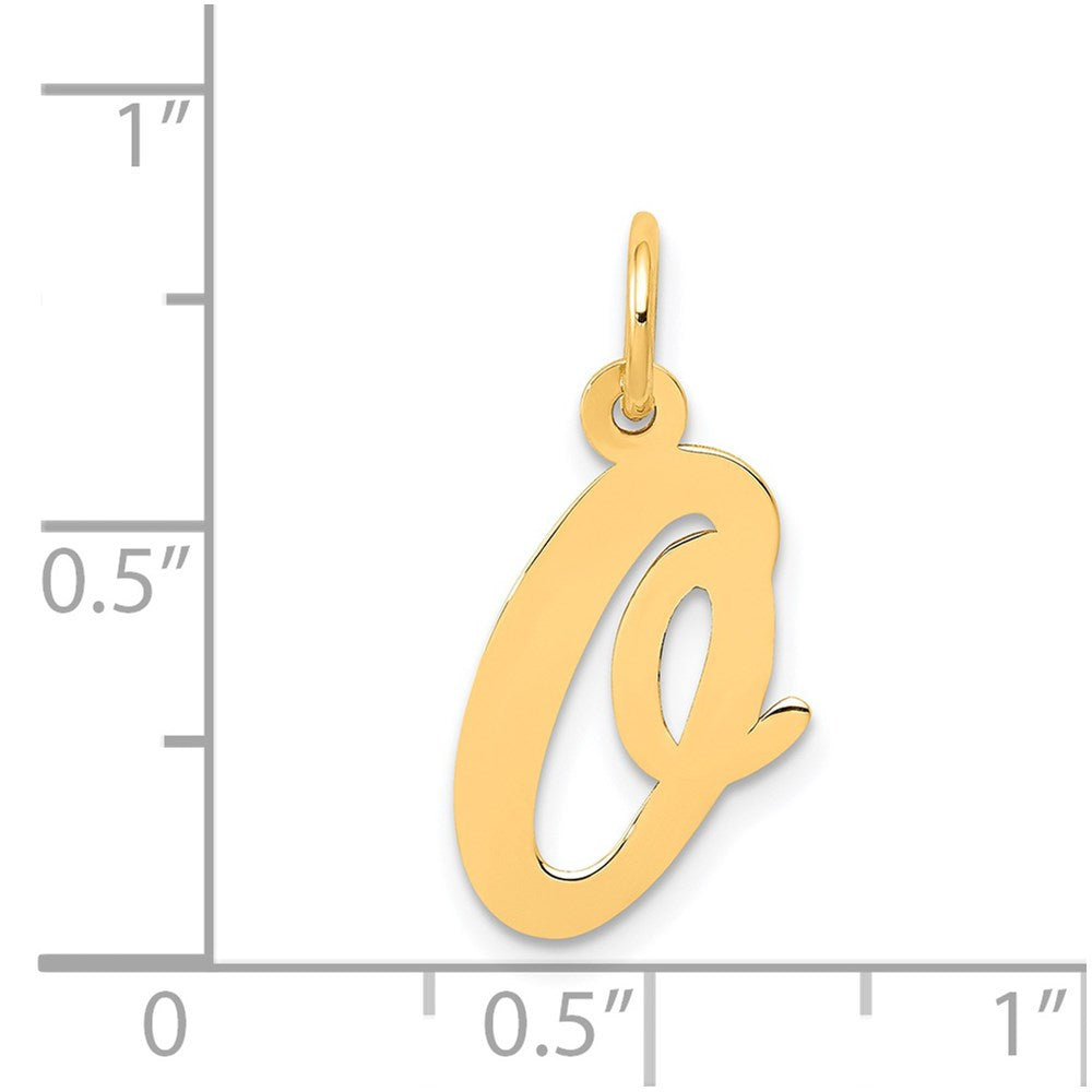 Million Charms 14K Yellow Gold Themed Medium Script Alphabet Letter Initial O Charm