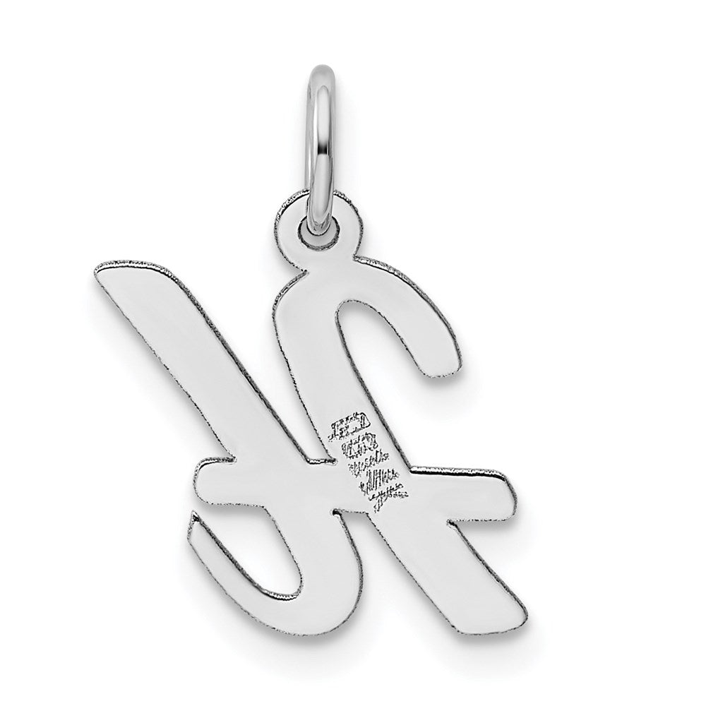 Million Charms 14K White Gold Themed Medium Script Alphabet Letter Initial H Charm