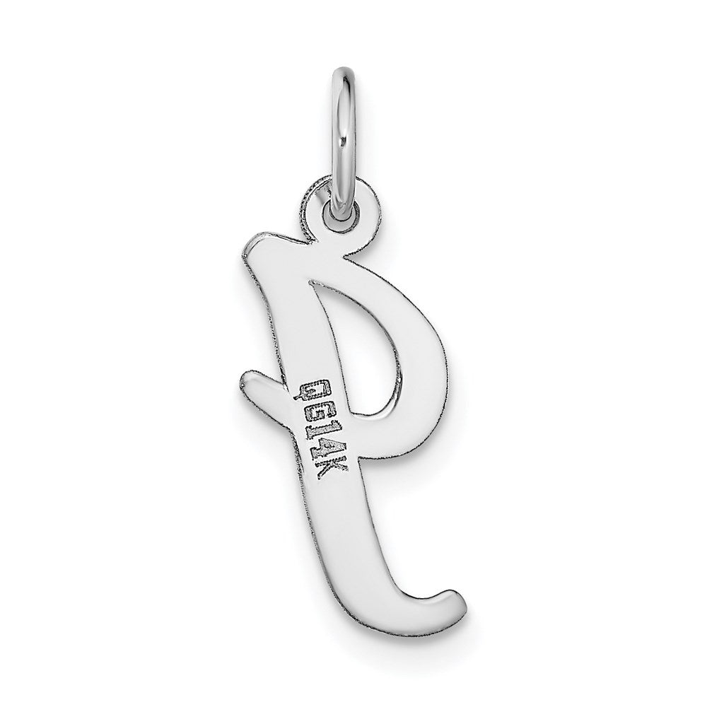 Million Charms 14K White Gold Themed Medium Script Alphabet Letter Initial I Charm