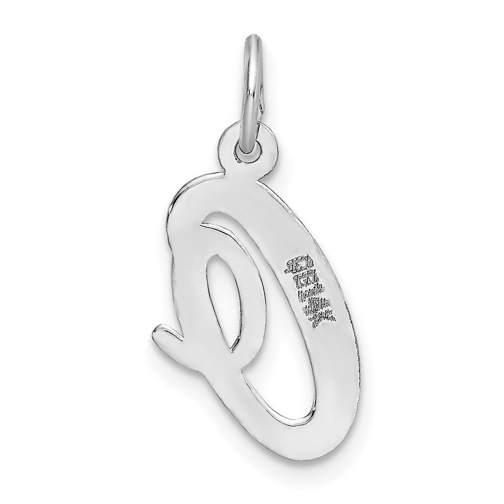 Million Charms 14K White Gold Themed Medium Script Alphabet Letter Initial O Charm