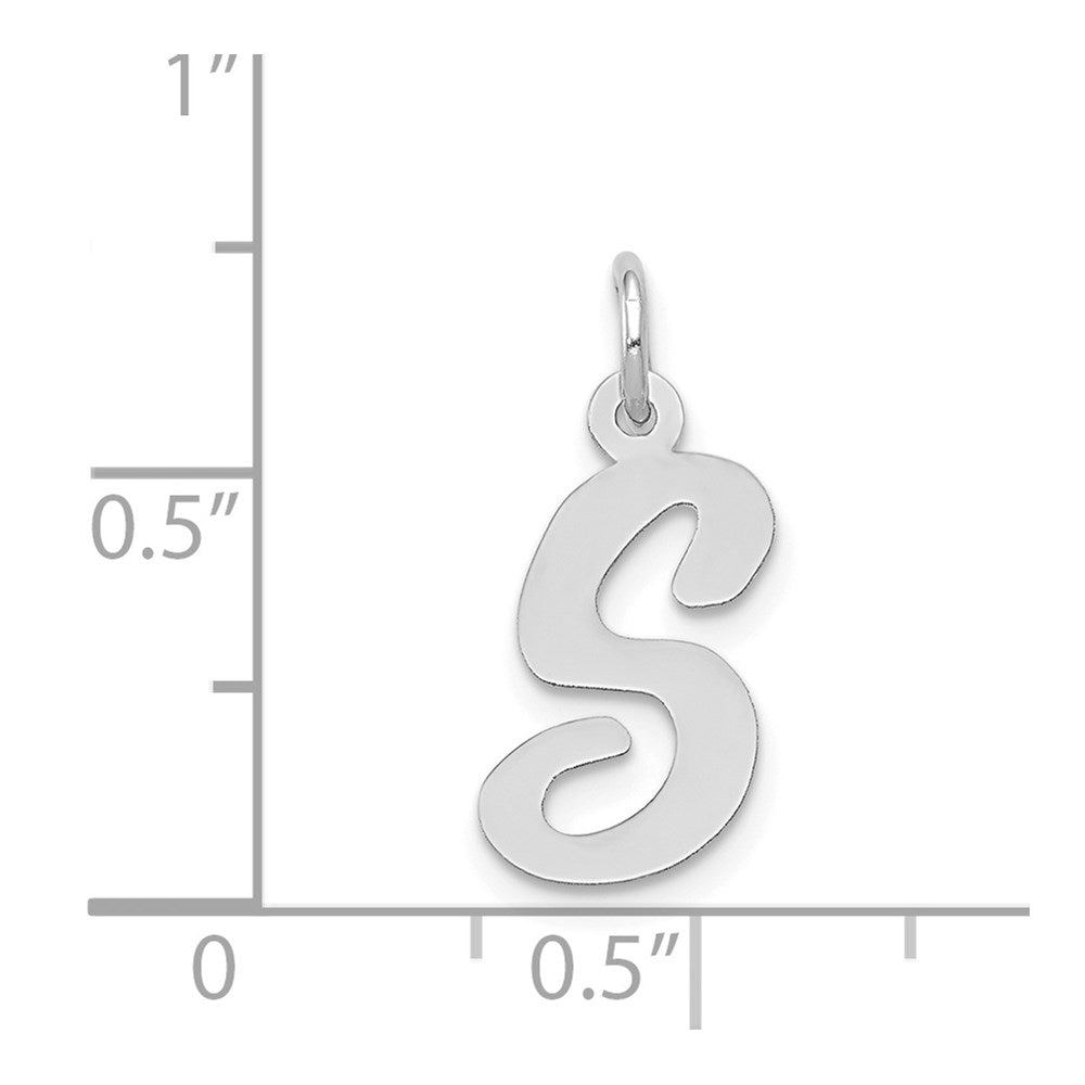 Million Charms 14K White Gold Themed Medium Script Alphabet Letter Initial S Charm