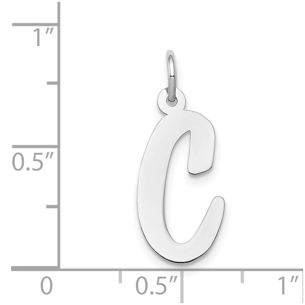 Million Charms 14K White Gold Themed Large Script Alphabet Letter Initial C Charm