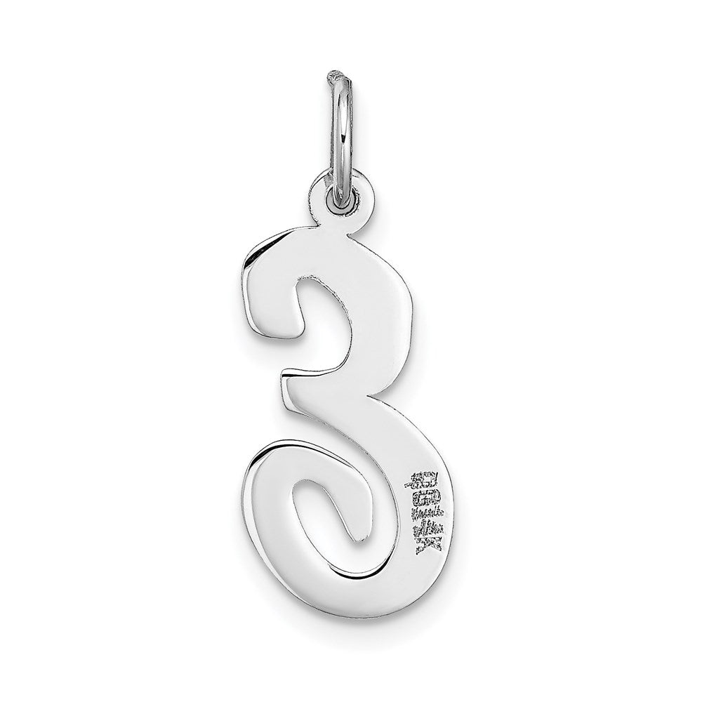 Million Charms 14K White Gold Themed Large Script Alphabet Letter Initial E Charm