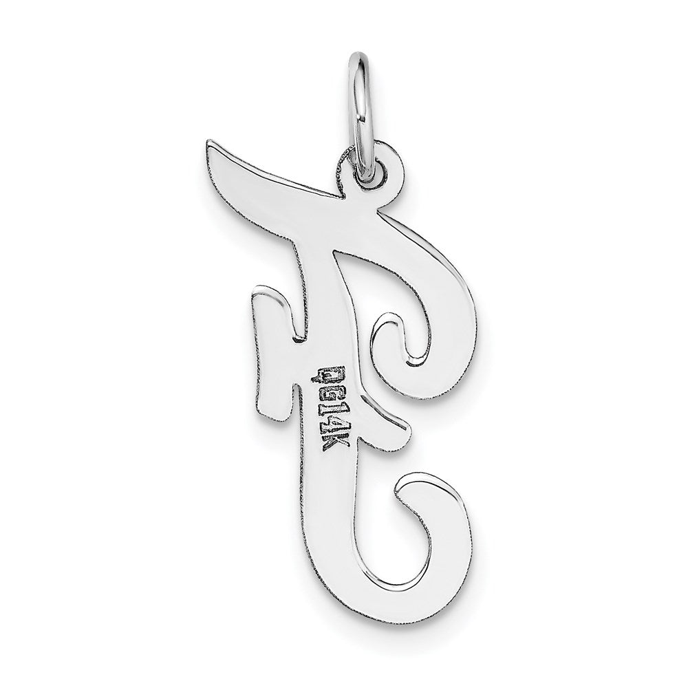 Million Charms 14K White Gold Themed Large Script Alphabet Letter Initial F Charm